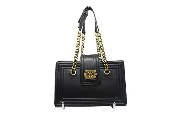 7A Chanel A30161 Black Calfskin Medium Le Boy Shoulder Bag Gold Hardware Online